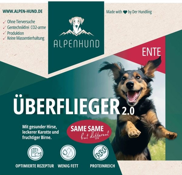 Alpenhund Überflieger 2.0 Ente mit gesunder Hirse, Karotte & Birne